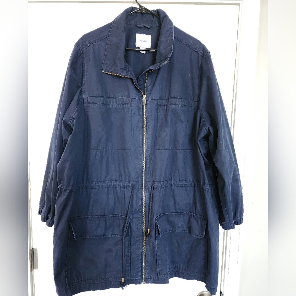 💥 Old Navy Blue Long Sleeve Zip Front Cargo Jacket